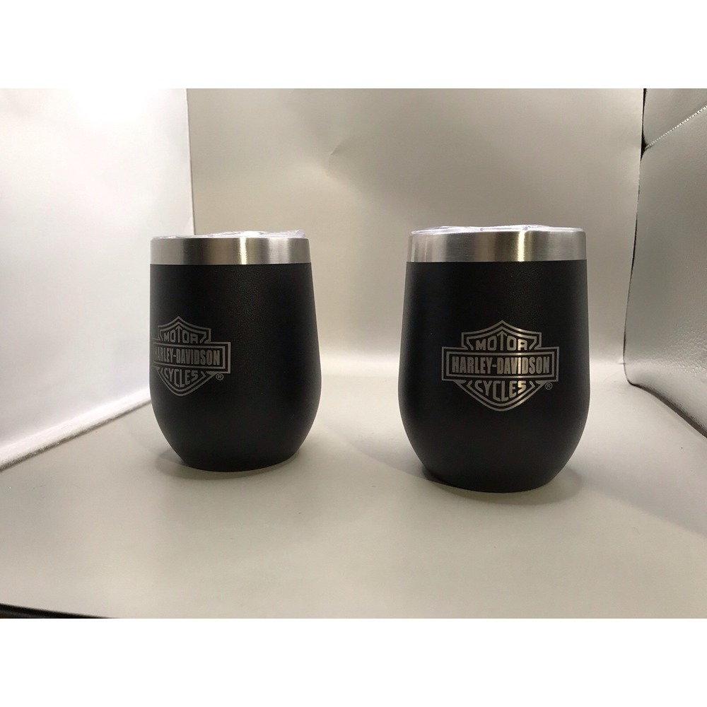 Harley Davidson Insulated‎ Cups With Covers 3" Diameter 5" Tall Wine Coffee